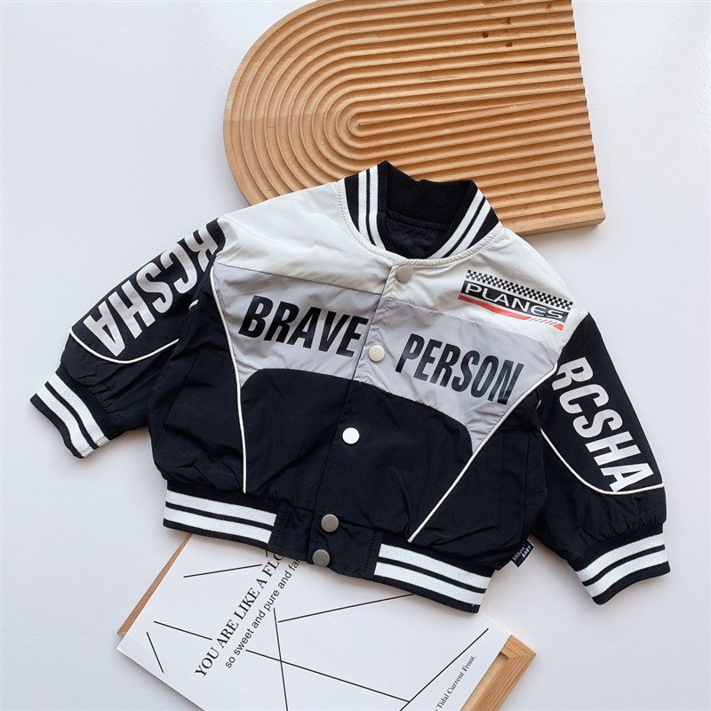 儿童外套2023秋季新品小童洋气宝宝上衣帅气韩版印花男童赛车服潮