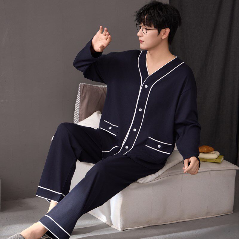 男士睡衣春秋季款2024新款纯棉日式和服风青少年家居服男生秋冬款