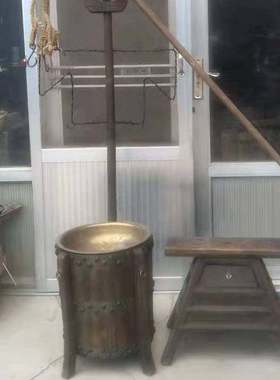 老物件怀旧收藏理髲挑子老式剃发挑E子剃发O匠老行当工具博物馆装