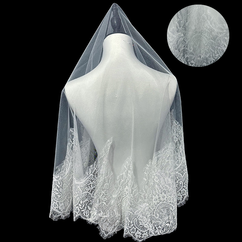 新娘结婚主婚纱头纱超仙森系单层蕾丝头纱领证登记拍照道具头饰