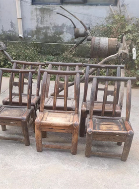 怀旧老物件老式农村榆木r老椅子小板凳复古旧家具收藏民俗展示摆