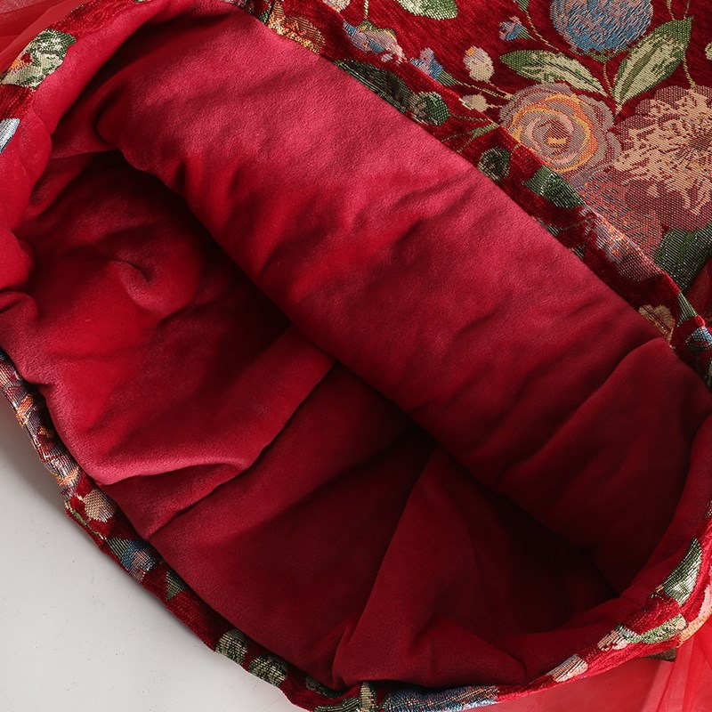中国风红色拜年棉服儿童旗袍唐装女童新年衣服女宝宝过年汉服裙子