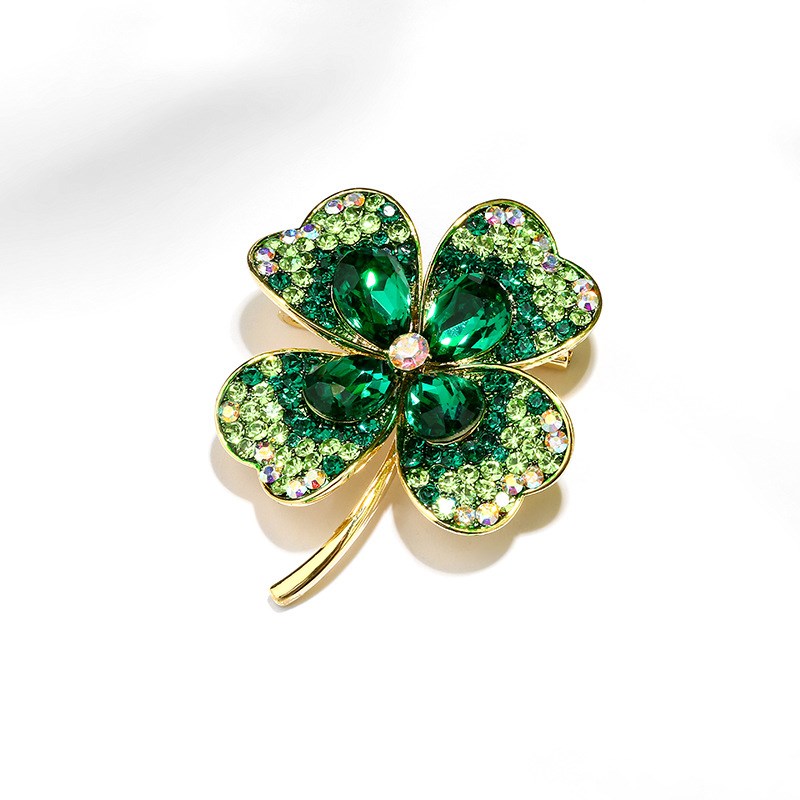2023款绿色水晶花朵胸针微镶锆石防走光胸花韩版时尚百搭大衣别针