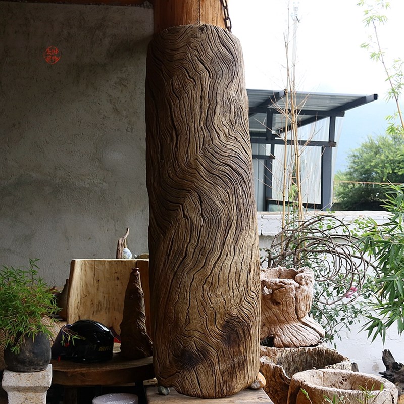 家居圆柱风d化木装饰摆件 客厅院落枯木收藏 户外园艺墙贴木头艺