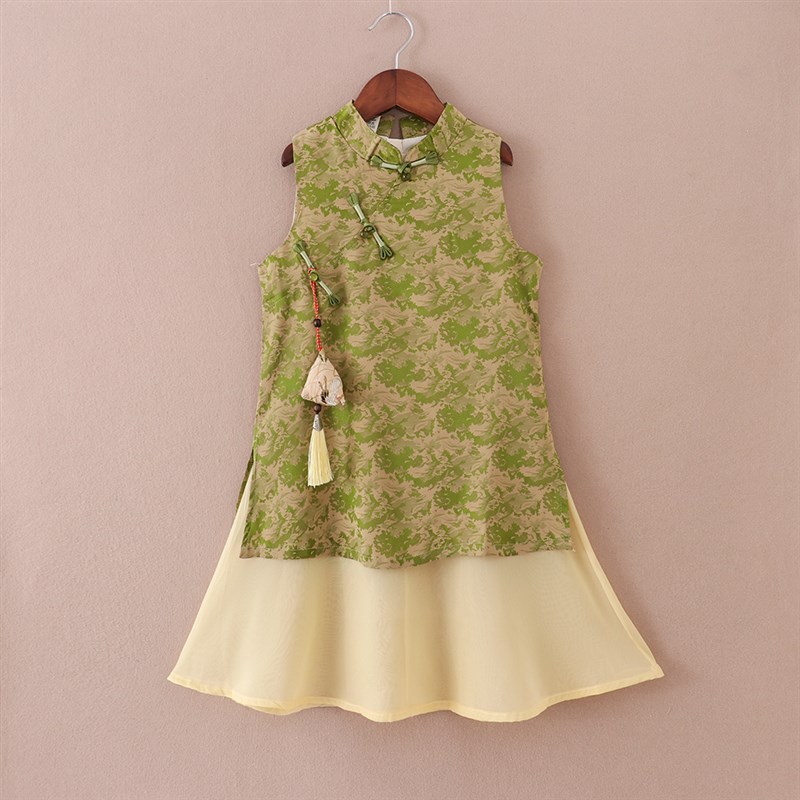 女童中国风复古旗袍连衣裙夏装2025新款大儿童夏季新中式汉服裙子