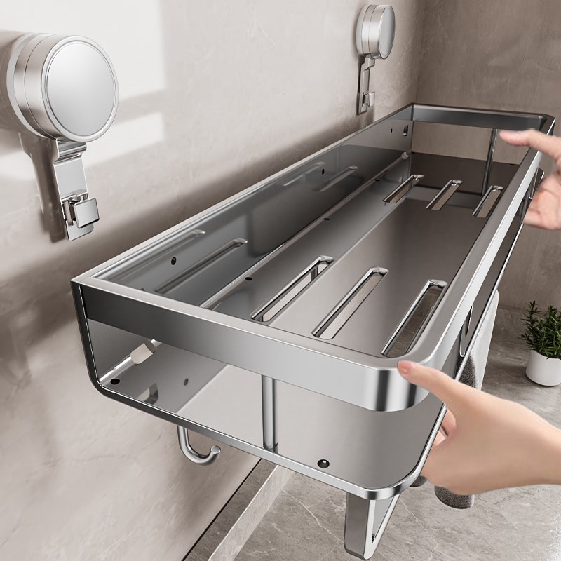 304不锈钢浴室吸盘收纳架免打孔壁挂式洗漱台洗手间卫生间置物架