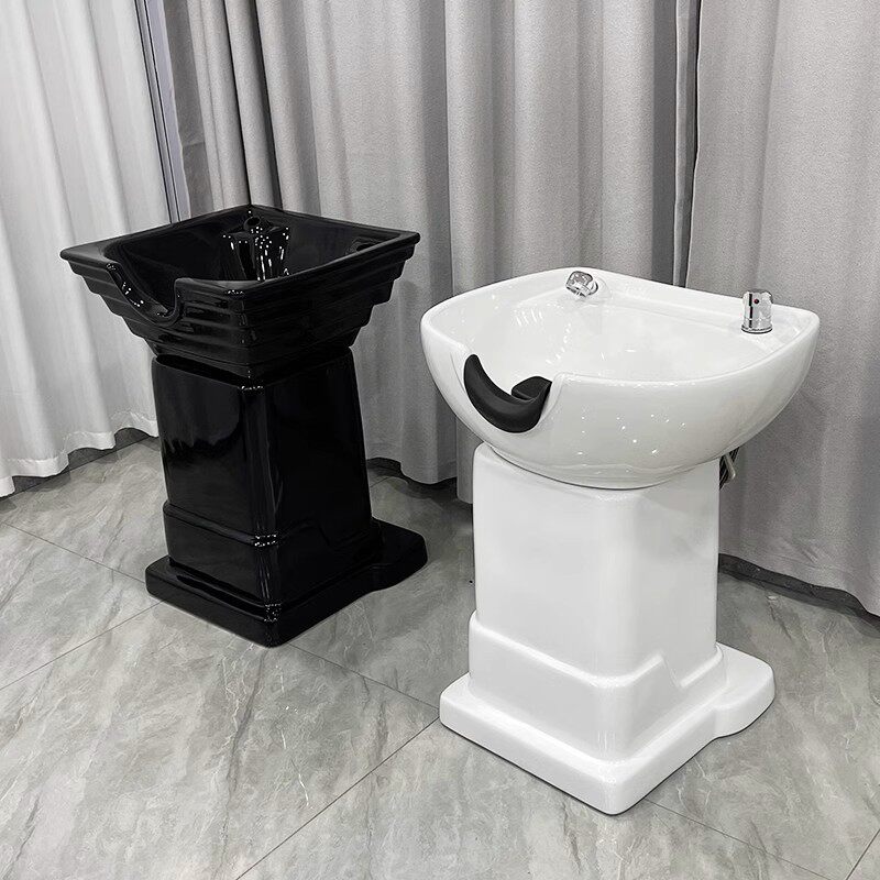 发廊理发店立式洗头床美发洗头盆冲水池冲水盆陶瓷盆配件立柱底座