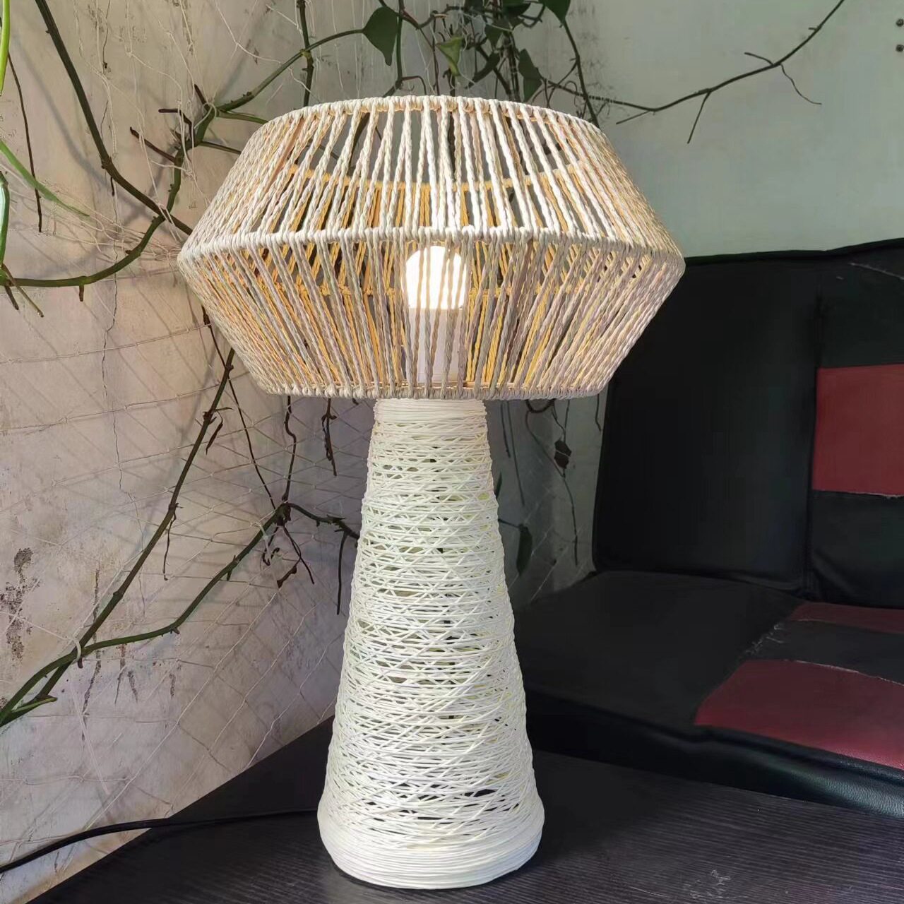 美式乡村台灯卧室北欧床头灯现代个性卧室酒吧咖啡馆简约麻绳台灯