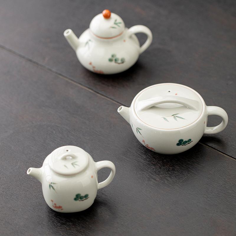 青釉素雅手绘茶壶泡茶陶瓷日式家用迷你泡茶功夫小号单壶一人用