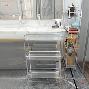 不锈钢厨房夹缝置物架落地多层超窄冰箱缝隙20cm25宽浴室收纳推车