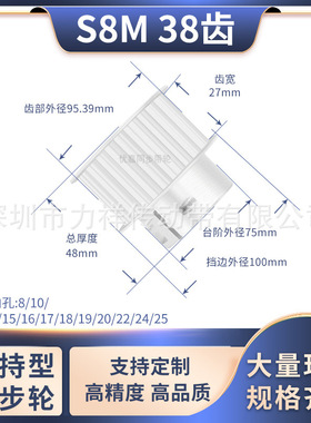 同步带轮夹持型S8M38齿宽27内孔8 10 12 15 19 20 25齿形带同步轮