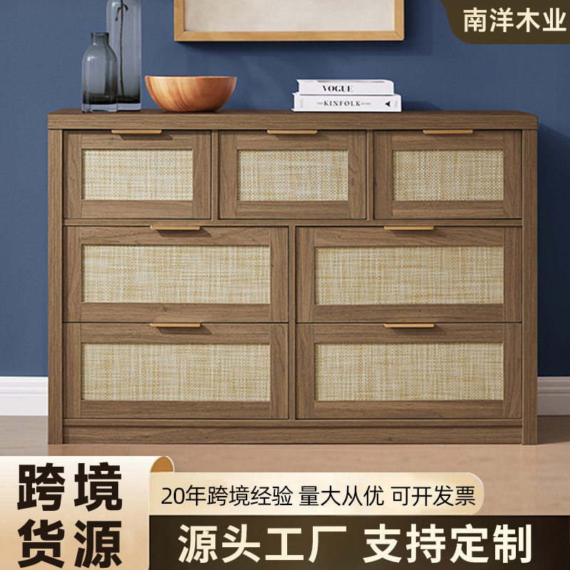 美式木质五斗柜卧室简约抽屉柜子靠墙2025新款轻奢立柜床尾收纳柜