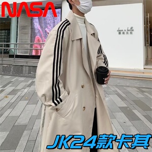 NASA联名风衣外套男女2023新款英伦风中长款流行毛呢大衣