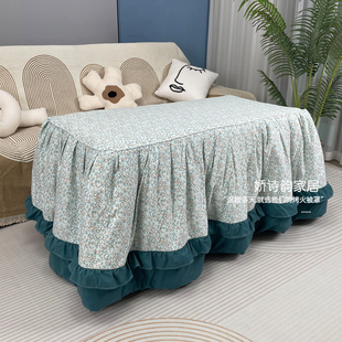 新款 大裙摆绿梅花电暖桌被罩可拆洗脱胆烤火被烤火罩电炉罩套暖桌