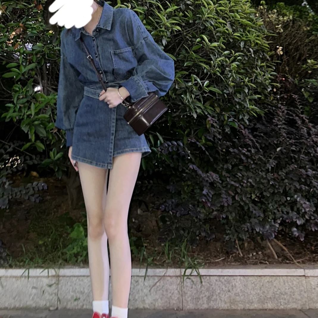 加长时骨架辣穿搭牛仔裙套装个子妹穿搭高女生2024装女装新款大版