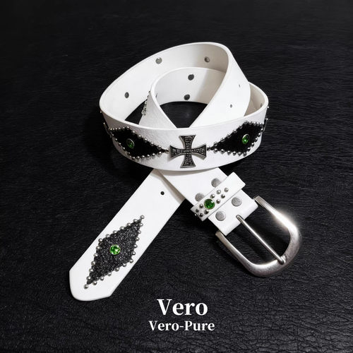 Vintagey2k黑白菱铆原创皮带