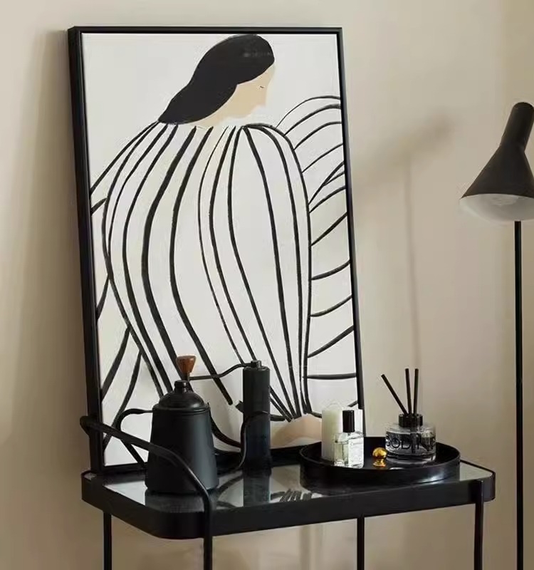 客厅装饰画北欧ins风抽象艺术人物卧室房间墙面黑白极简小众挂画图片