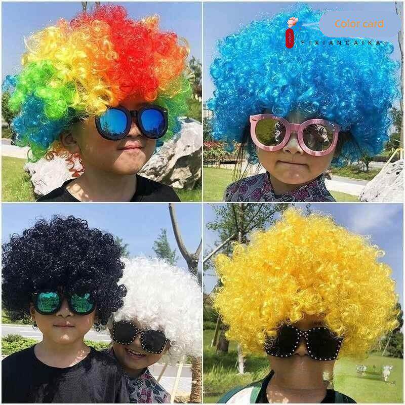 儿童炸街帽子彩色爆炸头假发幼儿园装扮婚庆搞笑小丑表演道具发套