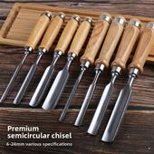 优质铬钒钢木凿水曲柄木工凿半圆凿雕刻凿雕刻刀木工工具套装