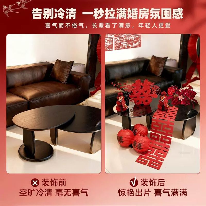 立体喜字摆台摆件婚房婚礼用品新房客厅卧室订婚成套布置装饰