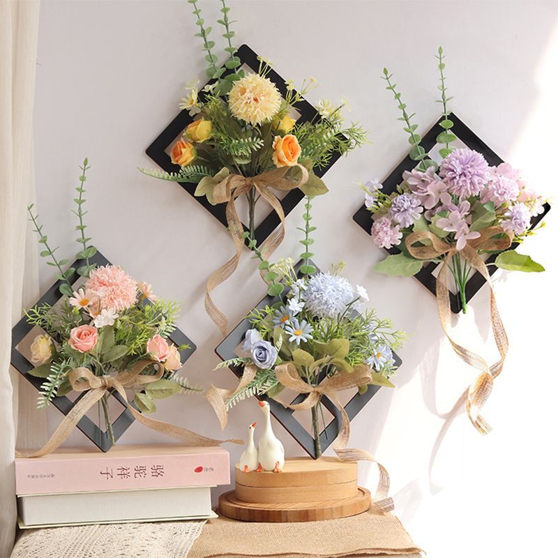 玄关客厅电视背景墙面仿真花挂件餐厅创意绿植花艺墙壁装饰品