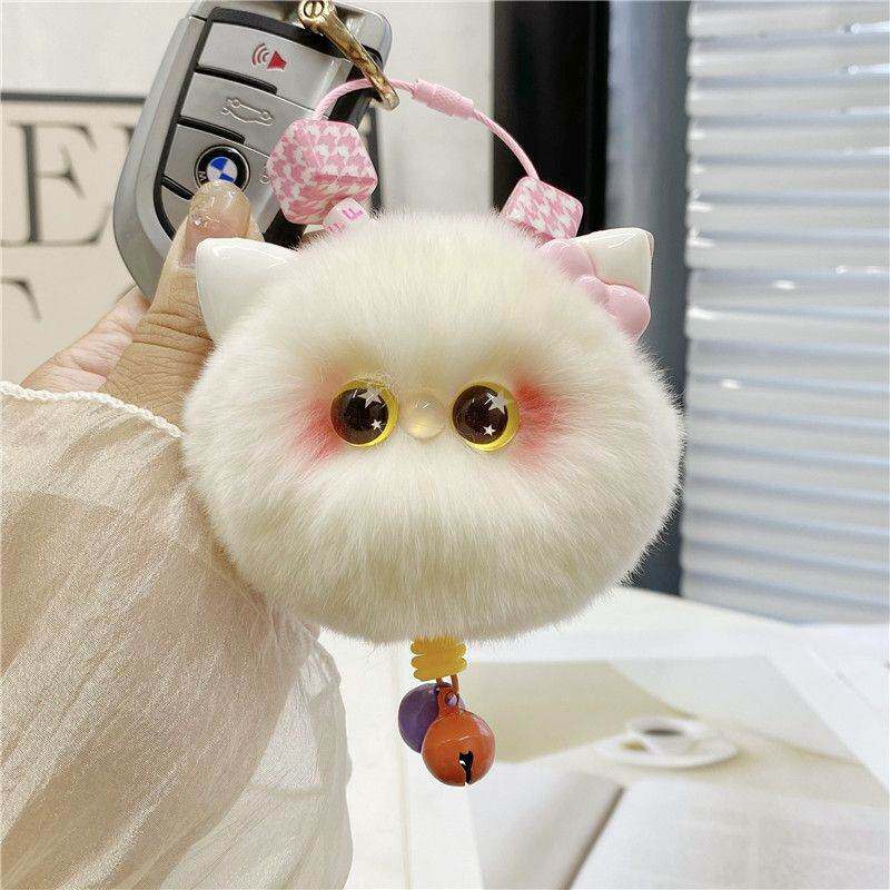 ins皮草毛绒玩偶书包汽车挂饰软萌獭兔小猫咪精致女生钥匙扣挂件
