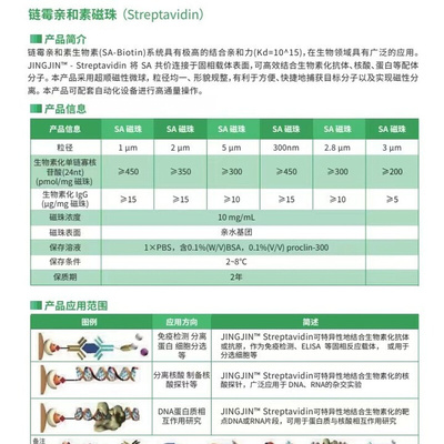 JINGJIN? 链霉亲和素磁珠(2.8μm) 10 mg/mL, 2.8 μm，7069100