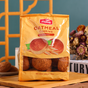 俄罗斯进口食品斯拉贡牌燕麦饼干葡萄干味光头饼早餐零食450g