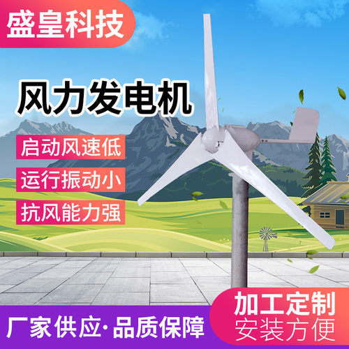 盛皇科技小型水平轴SH-A型500W600W24V48风力发电机 家用牧场