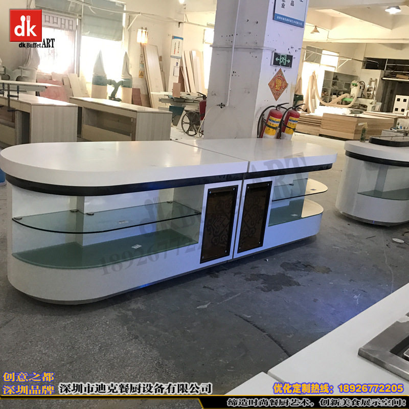 石材台面自助餐台设计方案效果图 酒店单位食堂组合布菲台 dk餐台
