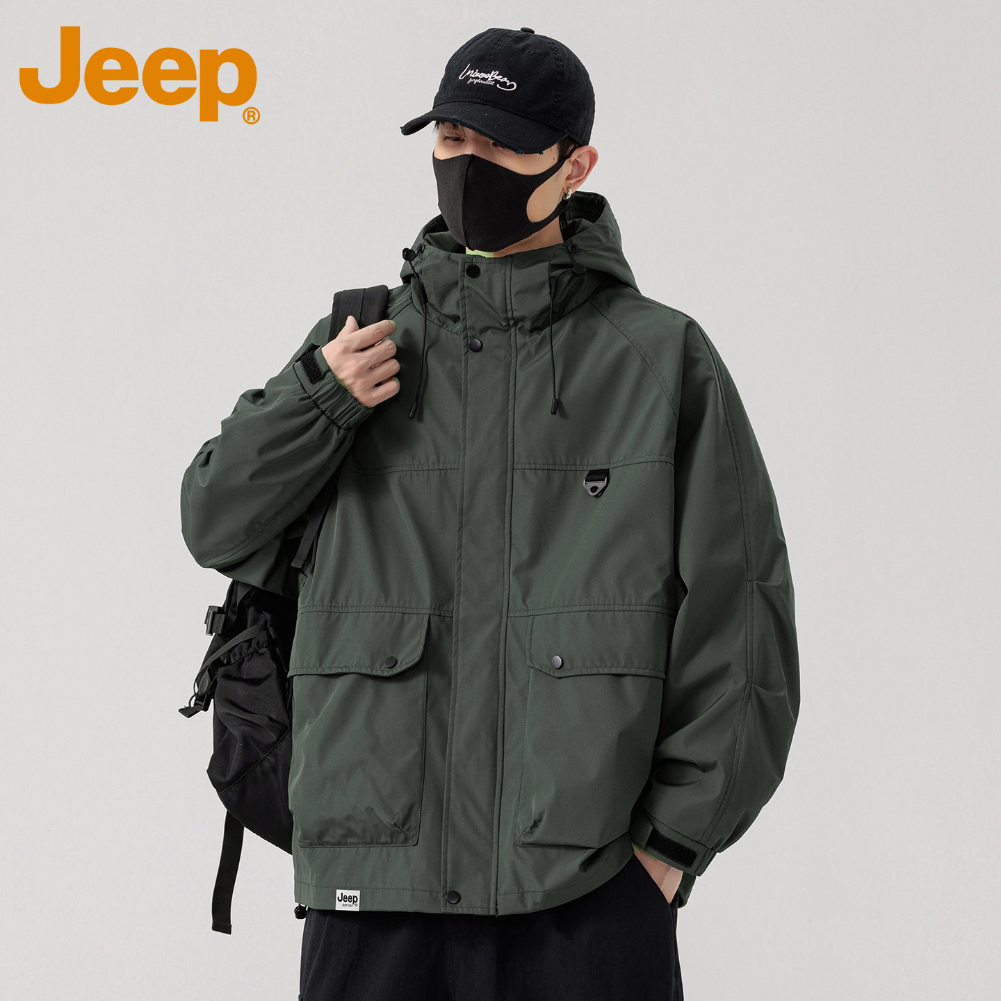 Jeep吉普品牌新款男士户外工装衣冬加厚新款保暖百搭潮流冲锋夹克