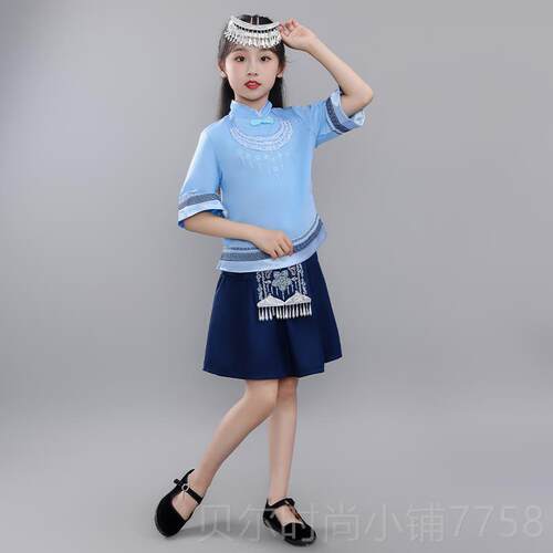 新款少数民族儿童壮族服装广西三月三傣尼族男童苗女族彝族族哈演