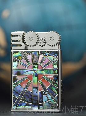 新款日本原装玛乐思J系列双齿轮个性煤油打机J001016唐草火真皮/