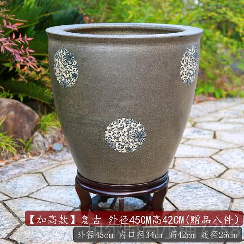 新款加高款陶瓷鱼缸荷花缸画书卷轴收容器纳生态观赏金鱼缸造招景