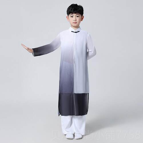 新款男逸女童古典演出飘中国风服太极舞蹈服水墨舞儿剑少年强扇子