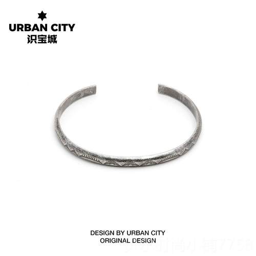 新款印第安民族古着复男古日系图腾雕文风图案古银女情侣潮钛钢手