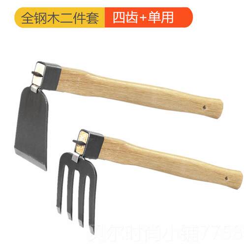 新款木柄锄头农户外用种翻地开荒两用除草具耙子农种菜花家用园艺