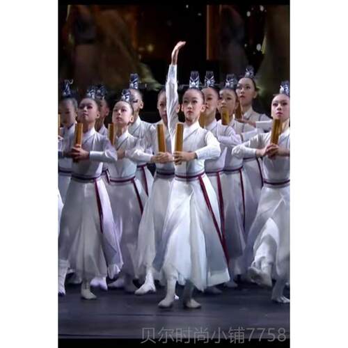 新款少年儿童学服壮志少国年行舞蹈演古出表演服装志男女童风典汉