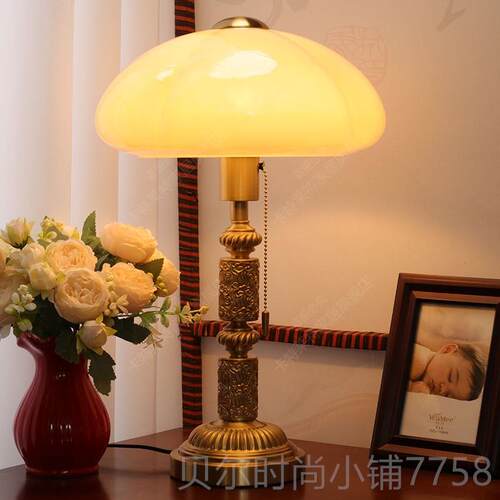新款美式欧式简约现室代轻奢客厅书房卧拉床头结台婚全铜雕花玻璃