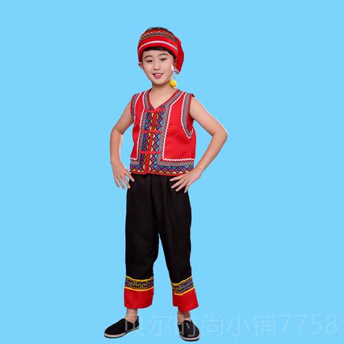 新款儿蹈童民族服装舞服孩壮族月三表演服苗族侗男族黎族三瑶族演