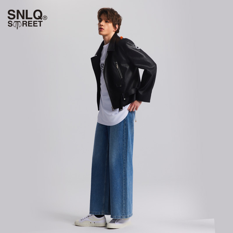 SNLQ street皮衣男女同款2024春夏新品短款外套夹克街头潮流工装