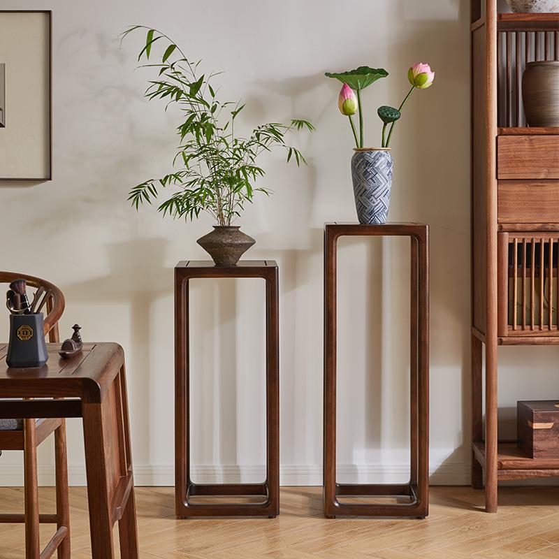 中花逸花架43674实木置家高物架客厅室内式现代简花美架式约几盆