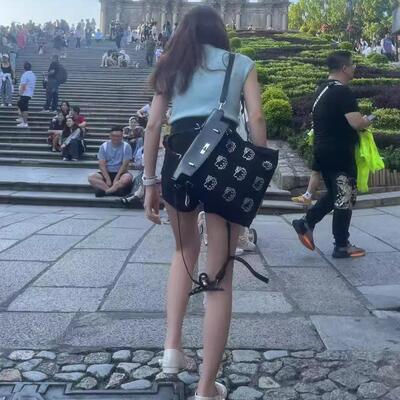 烫钻kitty学院风凯莉双肩背包女