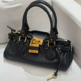 机车锁头包黑色铆钉手提包百搭通勤波士顿包植鞣软皮高级感单肩包