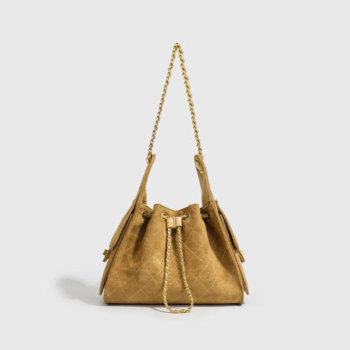 秋冬新款小香风麂皮菱格托特包女