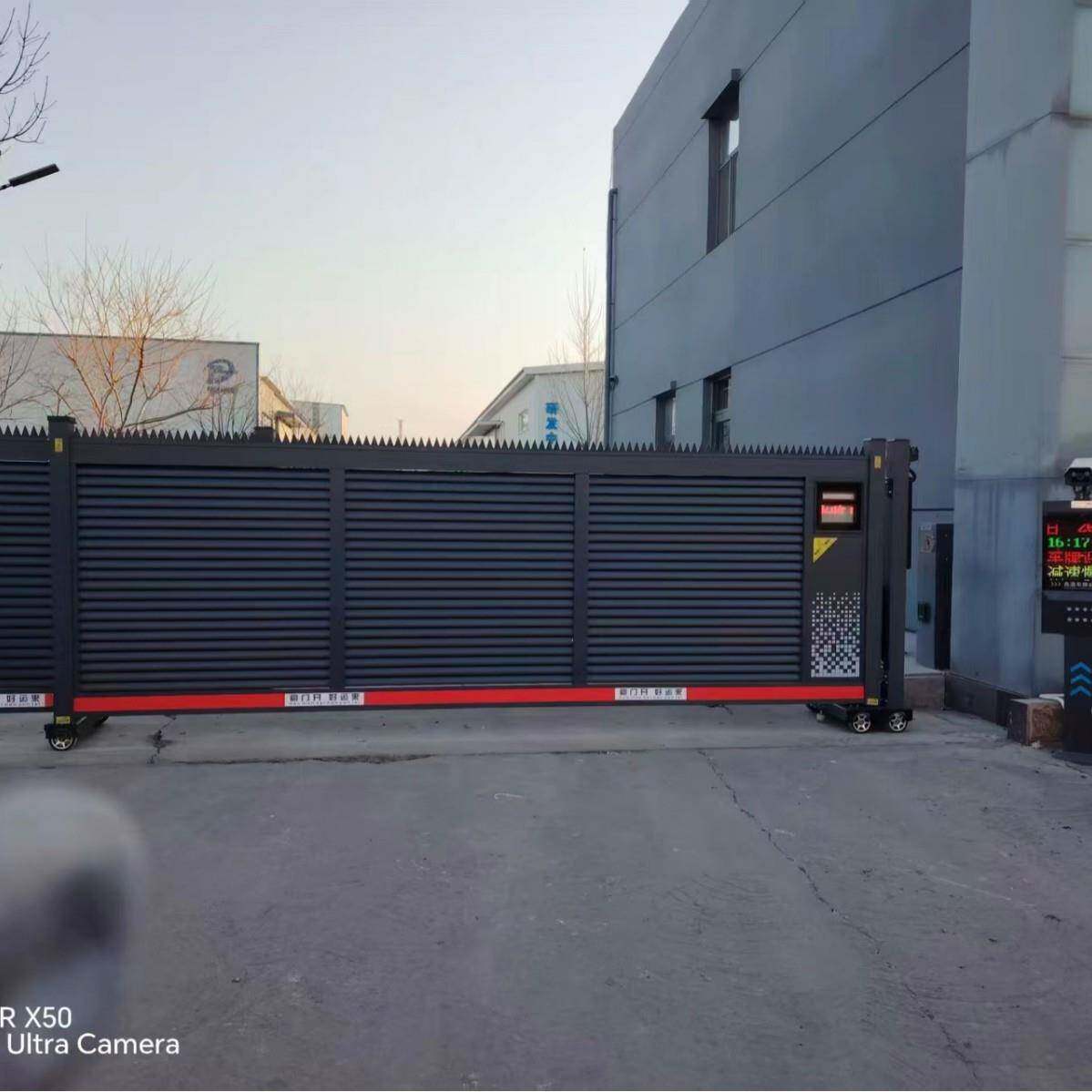 电动段滑门平移门铝合金伸缩大门分段无轨直线门电动门滑轨门