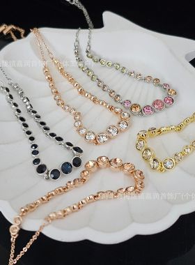 施家Emily圆形满钻彩色水晶手链蓝色时尚简约流行轻奢跨境饰品
