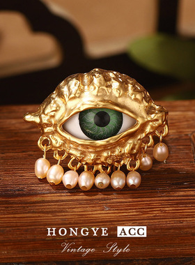 恶魔之眼戒指女小众轻奢中古复古个性夸张潮流设计感