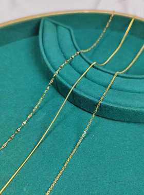18K金项链素链金链子女细钛钢不掉色单链镀金色裸链锁骨链条配饰