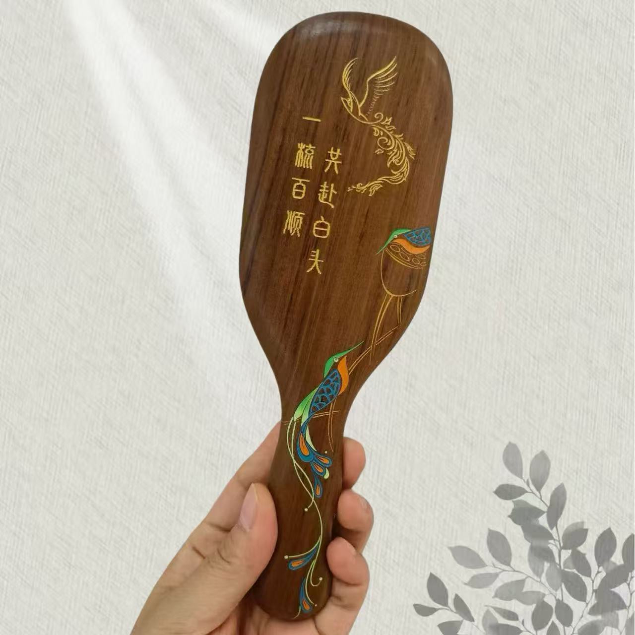 气垫梳木梳便携谭木匠